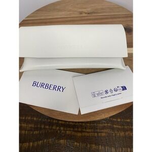 BURBERRY Authentic White Eyeglass Sunglasses Case With Sealed Cloth NEW